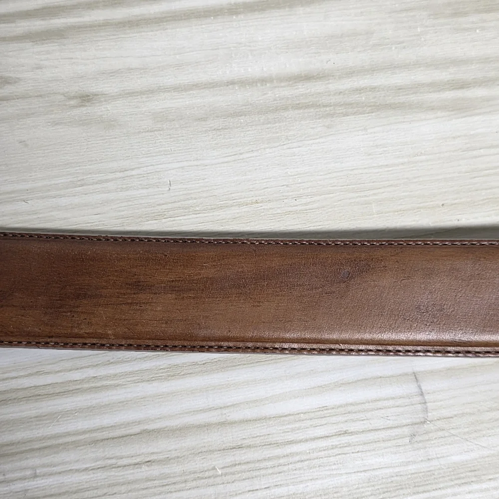 Brighton Brown and Silver Leather Belt with Distinctive Buckle